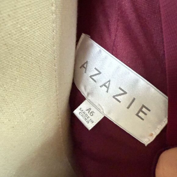 Azazie Burgundy Grecian Style Formal Dress Gown 6 - Picture 5 of 5